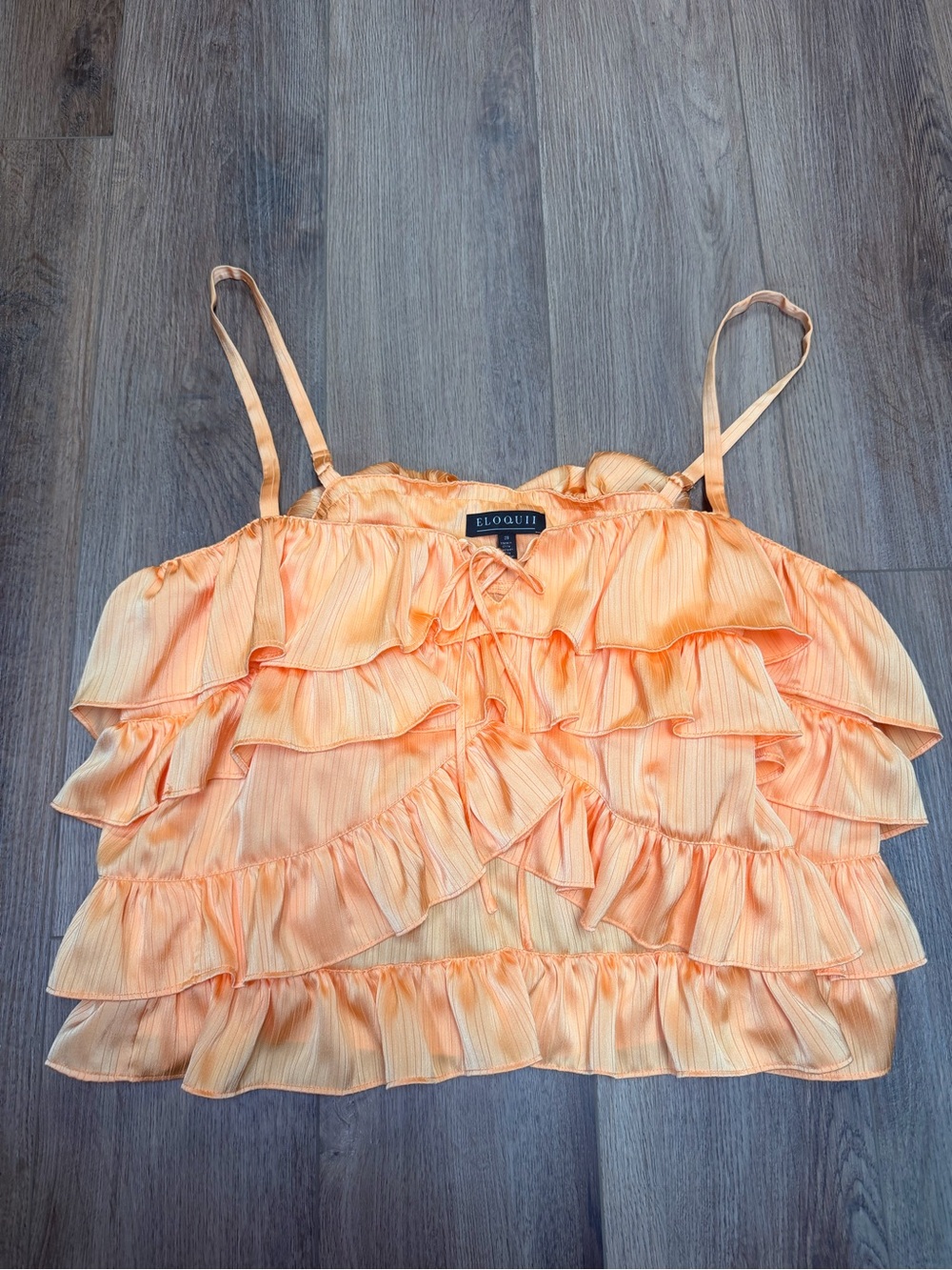 Eloquii Peach Ruffle Camisole Top